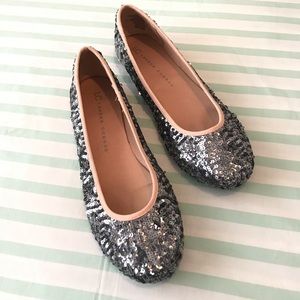 LC Lauren Conrad Silver Sparkle Sequin Flats